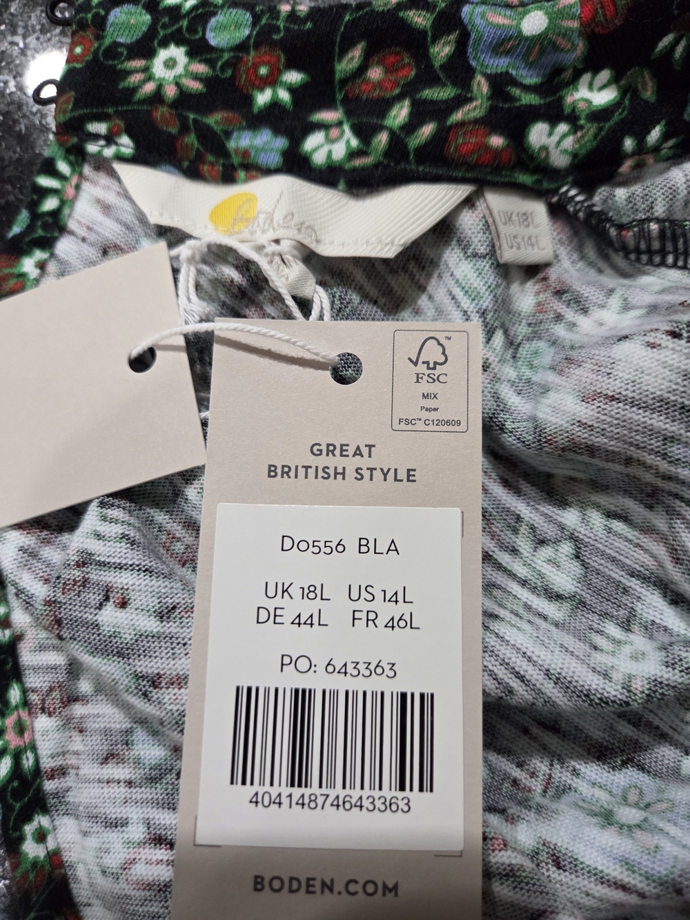 Boden Green Floral Mock-Neck Mini Dress - Size 14L - Picture 7 of 11